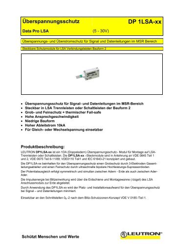 Überspannungsschutz DP 1LSA-xx - Leutron GmbH