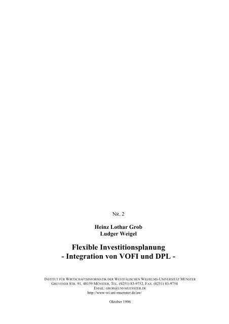 Flexible Investitionsplanung - Integration von VOFI und DPL -