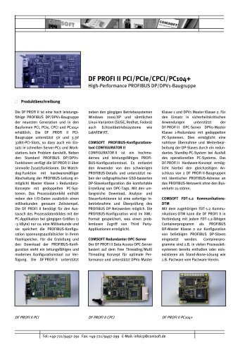 DF PROFI II PCI/PCIe/CPCI/PC104+ - comsoft.de