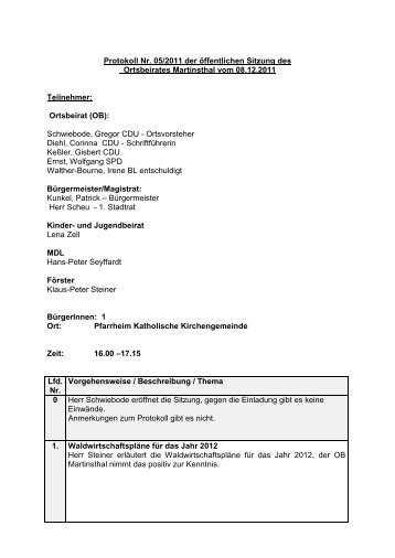 Protokoll Nr. 05/2011 der öffentlichen Sitzung des ... - Eltville