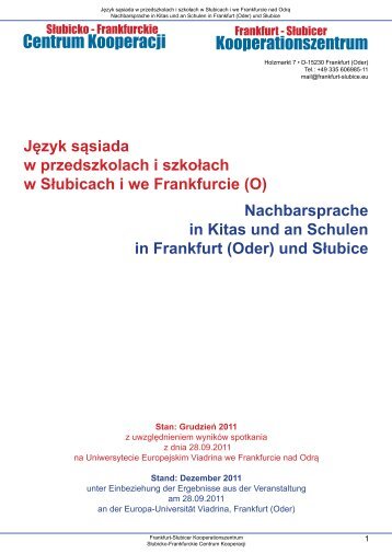 Dokumentation „Nachbarsprache in Kitas und a - Frankfurt-Słubicer ...