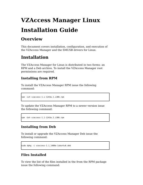 VZAccess Manager Linux - John Meister