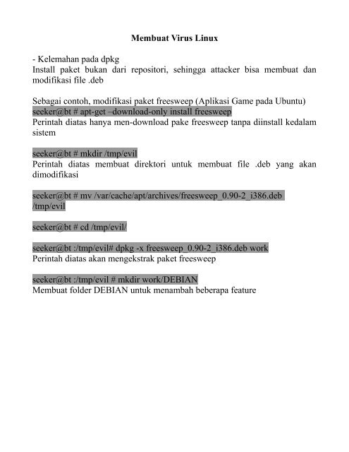 Membuat Virus Linux - Kelemahan pada dpkg Install paket bukan ...
