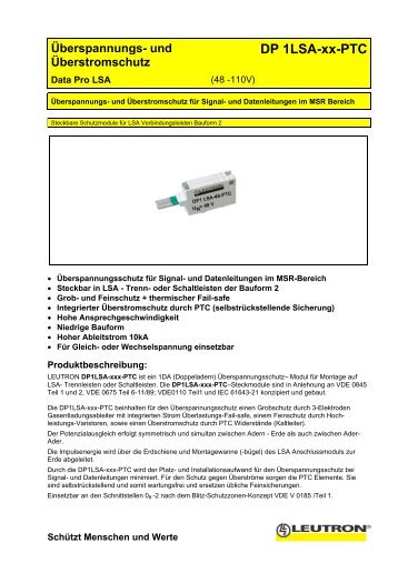 und Überstromschutz DP 1LSA-xx-PTC - Leutron GmbH