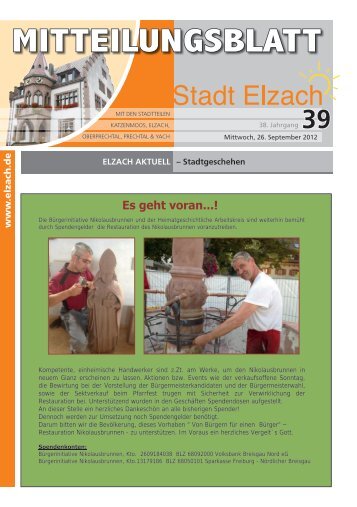 Mitteilungsblatt der Stadt Elzach vom 26.09.2012 (KW