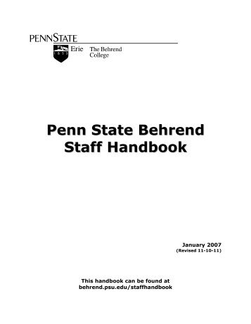 new staff orientation handbook - Penn State Erie - Pennsylvania ...