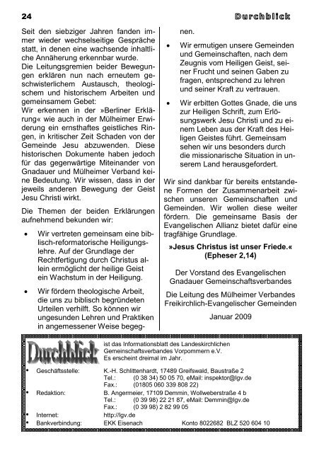 Durchblick 2009 - Landeskirchlicher Gemeinschaftsverband ...