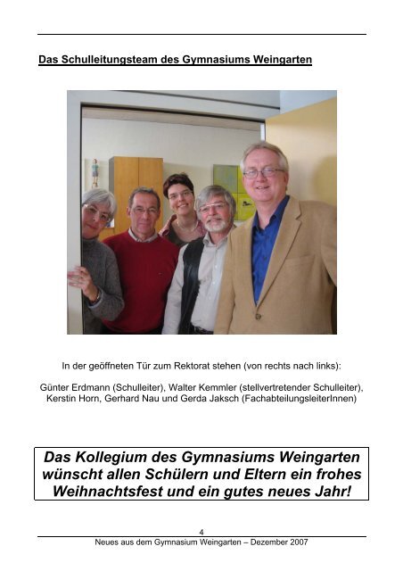 NEUES AUS DEM - Gymnasium Weingarten