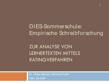 Behrens, Ulrike / Krelle, Michael: dieS-Sommerschule