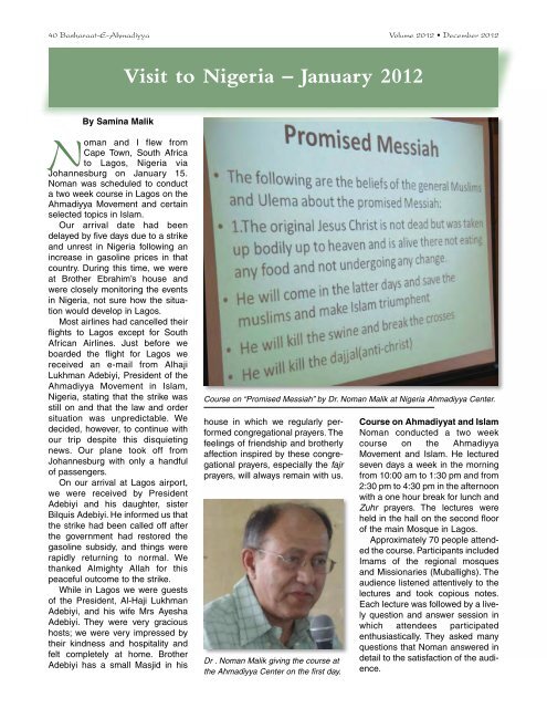 Basharaat-E-Ahmadiyya Newsletter December 2012 - The Lahore ...