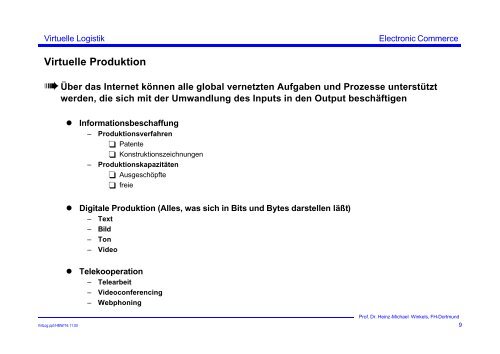 Virtuelle Logistik - Prof. Dr. Heinz-Michael Winkels