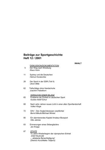 Beiträge zur Sportgeschichte Heft 13/2001 - Deutsche ...