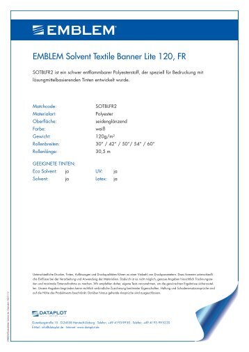 Produkt Datenblatt EMBLEM Solvent Textile Banner Lite 120, FR