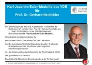 Karl-Joachim Euler-Medaille des VDE für Prof. Dr. Gerhard Neidhöfer