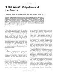 “I Did What?” Zolpidem and the Courts - Journal of the American ...