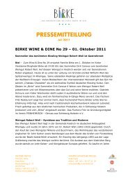 BIRKE WINE & DINE No 29 – 01. Oktober 2011 - Hotel Birke Kiel