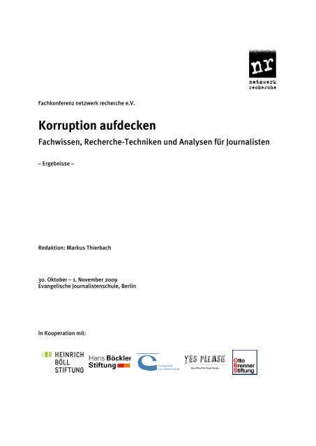 Korruption aufdecken - Netzwerk Recherche