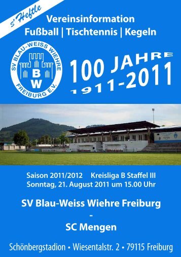Vereinsinformation Fußball | Tischtennis - SV Blau-Weiss-Wiehre