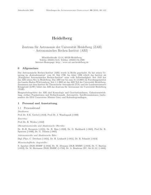 Heidelberg - Astronomische Gesellschaft