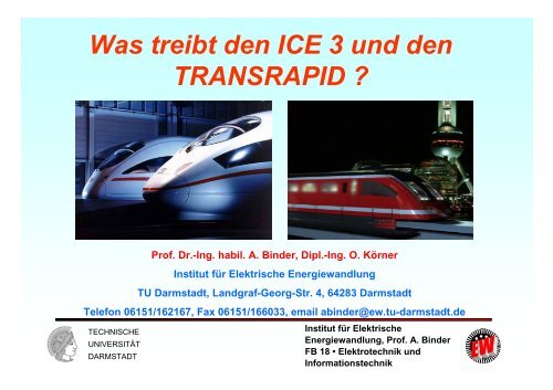 Was treibt den ICE3 und den TRANSRAPID? - Institut für Elektrische ...