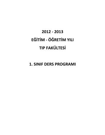 1.sınıf ders programı - Eskişehir Osmangazi Üniversitesi Tıp Fakültesi