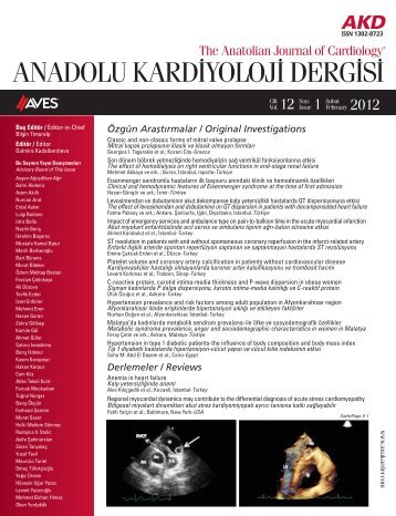 ANADOLU KARD‹YOLOJ‹ DERG‹S‹ - Anadolu Kardiyoloji Dergisi