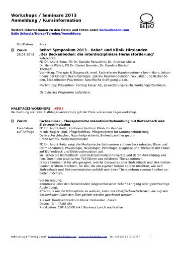 Workshops / Seminare 2013 Anmeldung / Kursinformation - BeBo ...