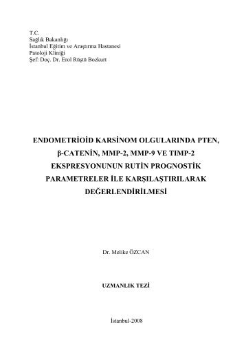 ENDOMETRİOİD KARSİNOM OLGULARINDA PTEN, β-CATENİN ...