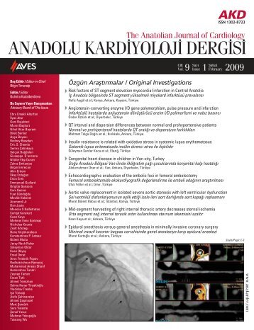ANADOLU KARDİYOLÜJ İ DERGİSİ - Anadolu Kardiyoloji Dergisi