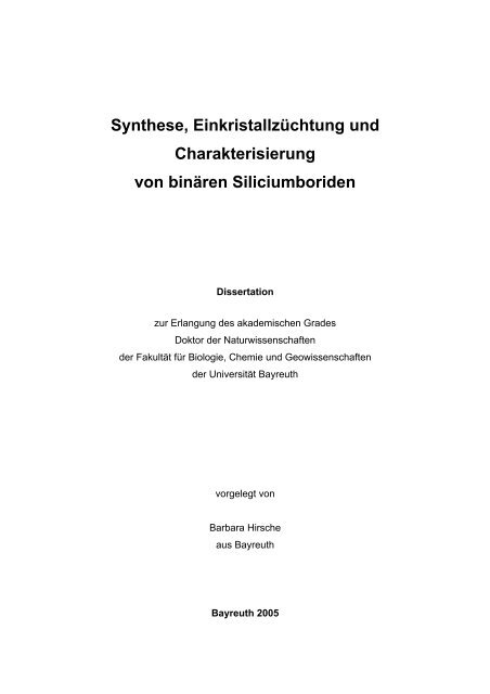 Synthese, Einkristallzüchtung und Charakterisierung von binären ...