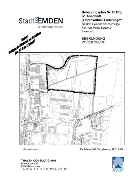 Bebauungsplan Nr. D 151, IV. Abschnitt Ã¢Â Â Photovoltaik ... - Stadt Emden