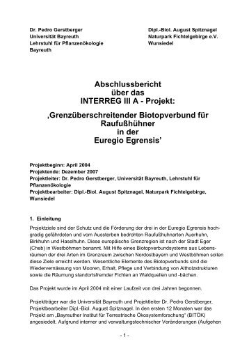 Abschlussbericht über das INTERREG III A - Projekt - Stiftung für ...