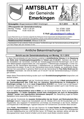 AMTSBLATT - Gemeinde Emerkingen