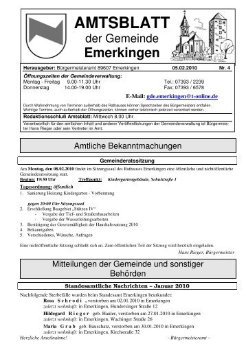 AMTSBLATT - Gemeinde Emerkingen