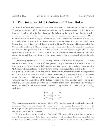 7 The Schwarzschild Solution and Black Holes - Sean Carroll