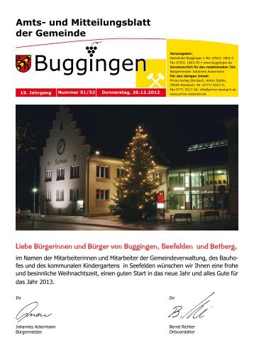 Amts- und Mitteilungsblatt der Gemeinde - Buggingen