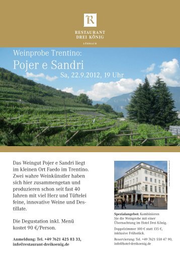 Weinprobe Pojer e Sandri, 22.9.2012 - Restaurant Drei König