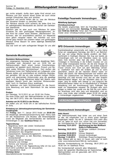 Mitteilungsblatt KW 50 - Immendingen