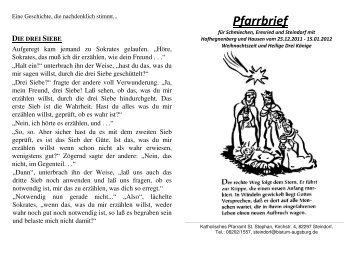 Pfarrbrief 25.12.-15.01.2012 Weihnachten und Heilige Drei Könige