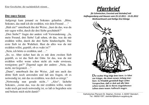 Pfarrbrief 25.12.-15.01.2012 Weihnachten und Heilige Drei Könige