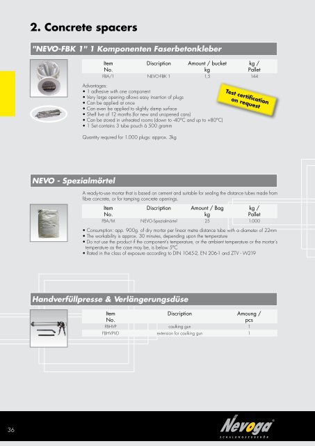 2. Concrete spacers - Nevoga