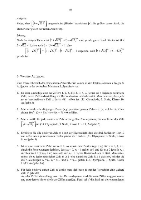 Vollständige Induktion, Polynome, Zur elementaren Zahlentheorie (ab