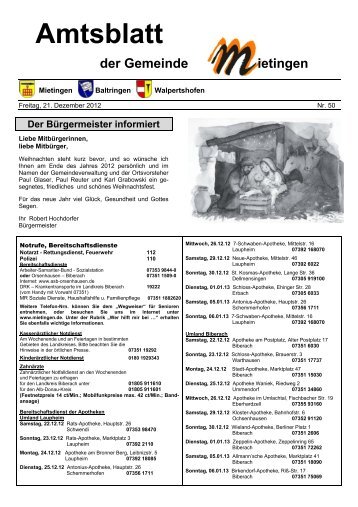 Amtsblatt 50-2012 - Mietingen