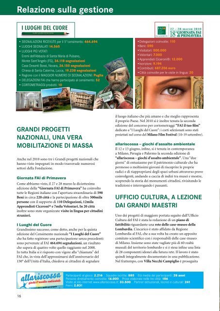 Rapporto annuale 2010 - FAI - Fondo Ambiente Italiano