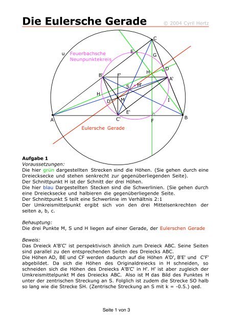 Die Eulersche Gerade - Cyril Hertz