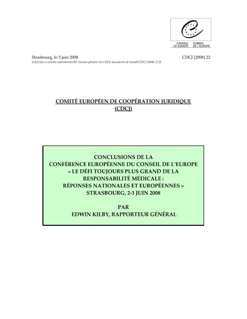 COMITÉ EUROPÉEN DE COOPÉRATION JURIDIQUE (CDCJ ...