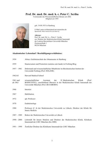 Lebenslauf Prof. Dr. Dr. Peter C. Scriba - Bundesärztekammer