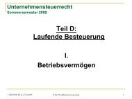 Teil D: Laufende Besteuerung I. Betriebsvermögen - gottschalk ...