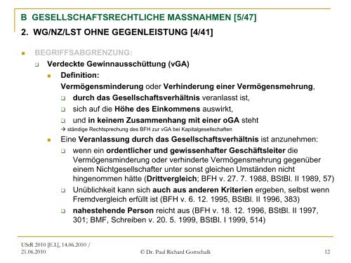 Offene und verdeckte Gewinnausschüttungen - gottschalk ...