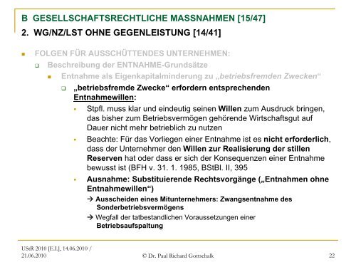 Offene und verdeckte Gewinnausschüttungen - gottschalk ...